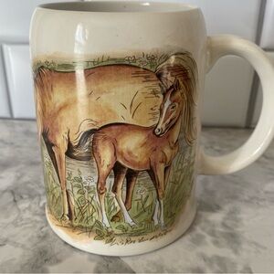 Vintage Enesco Horse and Foal Ceramic Mug